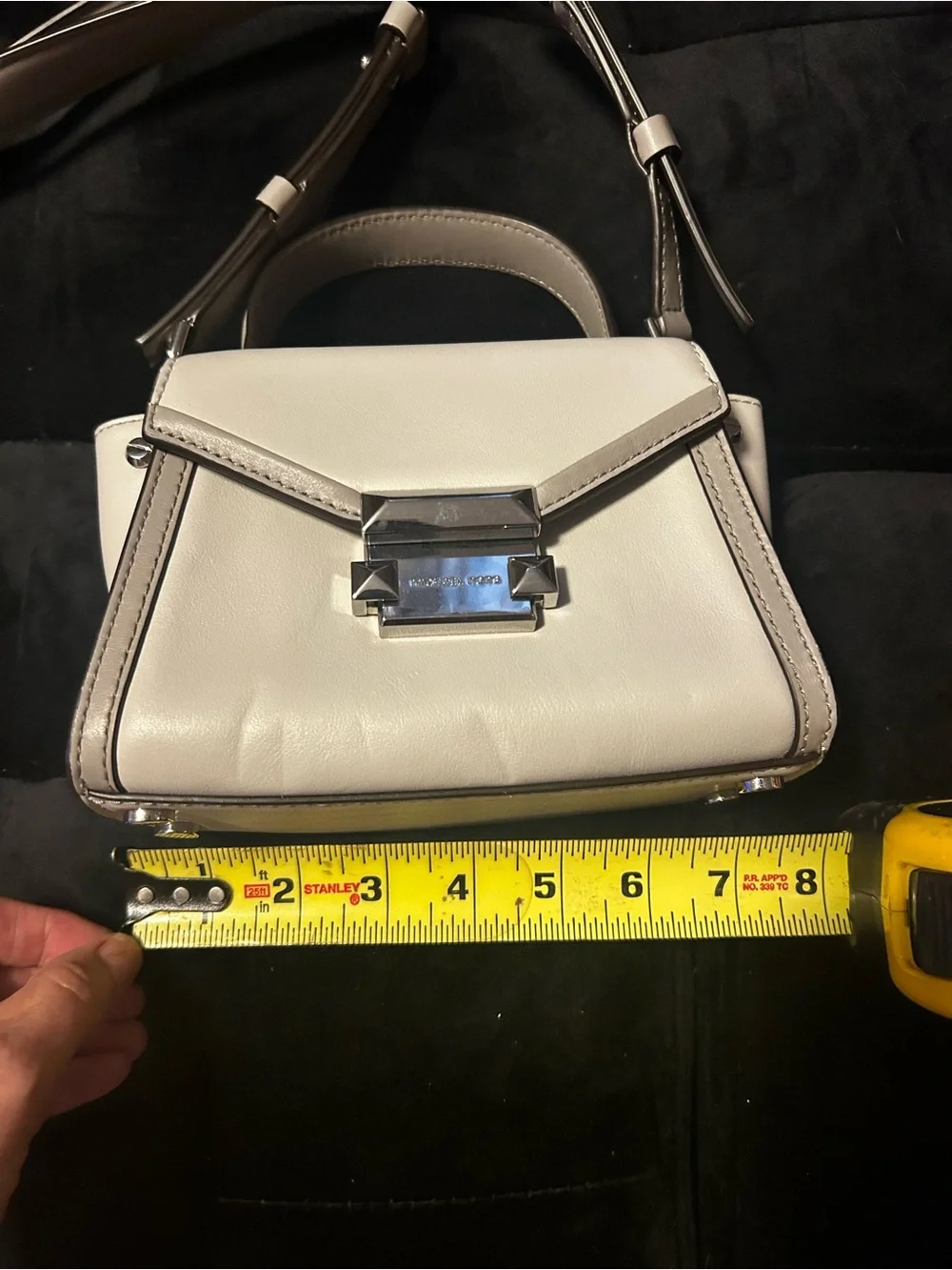 Tiny Michael Kors whitish Gray Structured Top-Handle Crossbody Bag